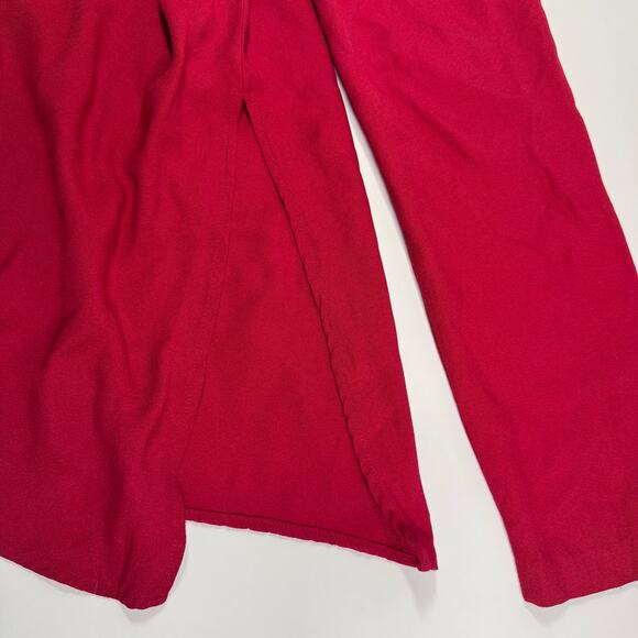 Vintage 80s Coldwater Creek Button Front Maxi Dress Red Long Sleeve USA made 14 - Picture 8 of 10